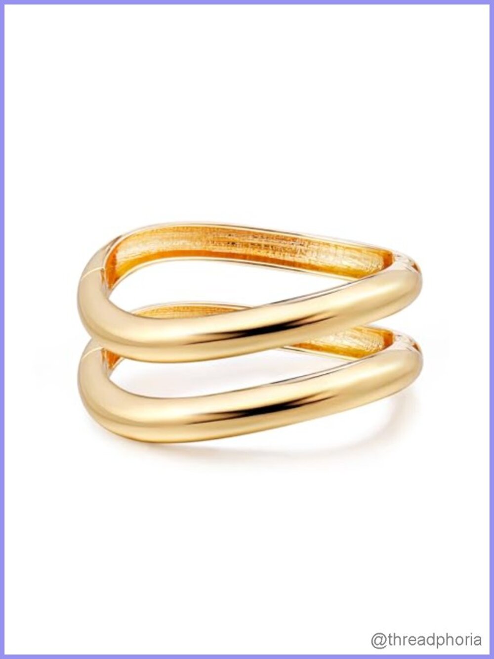 Gold Plated Cuff Bangle Bracelets Set of 2 for Women Chunky Hinged Wide Open